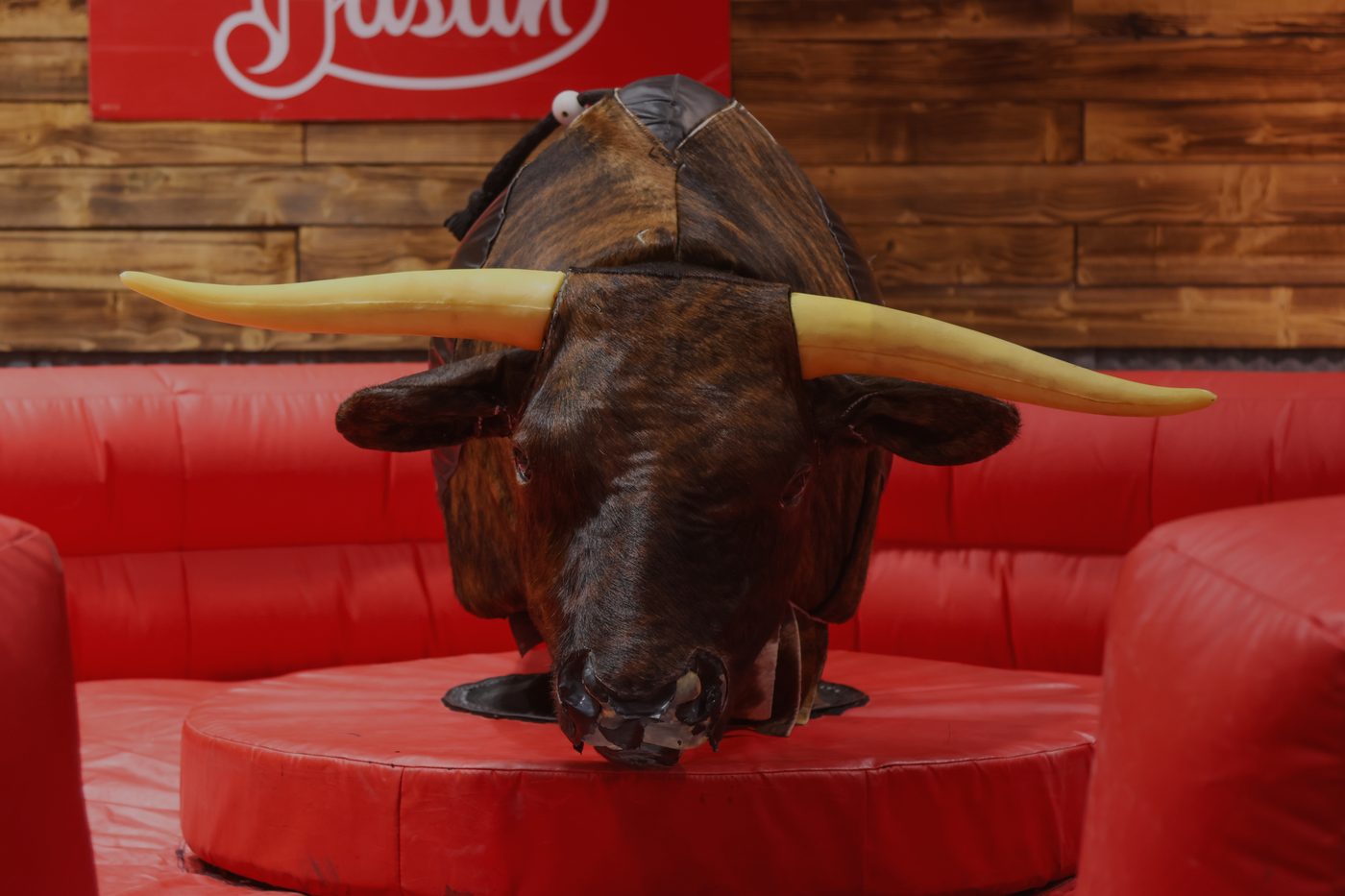 The mechanical bull ready for a rental event