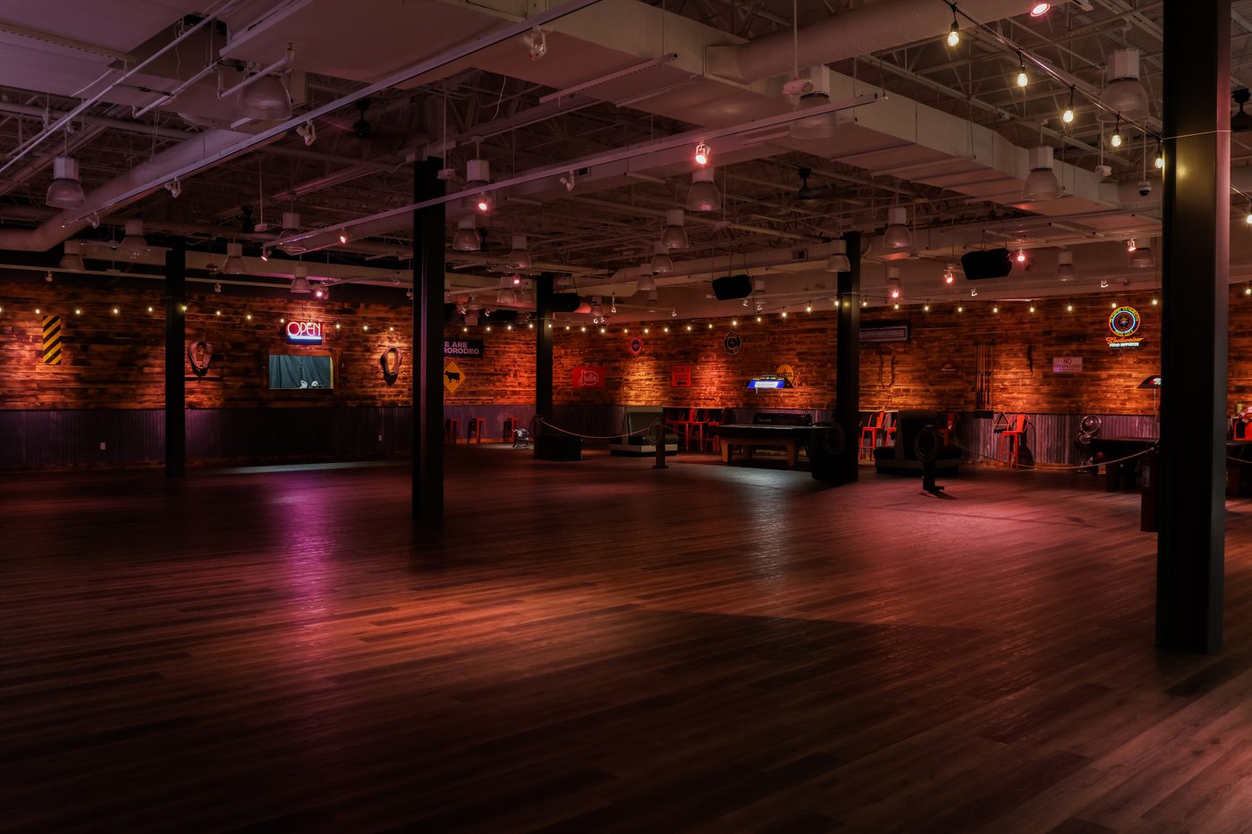 The mechanical bull set up inside a venue