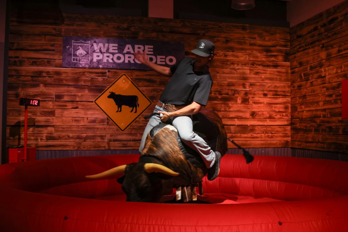 The mechanical bull rented for a wedding event