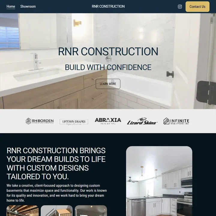 RNR Construction website design