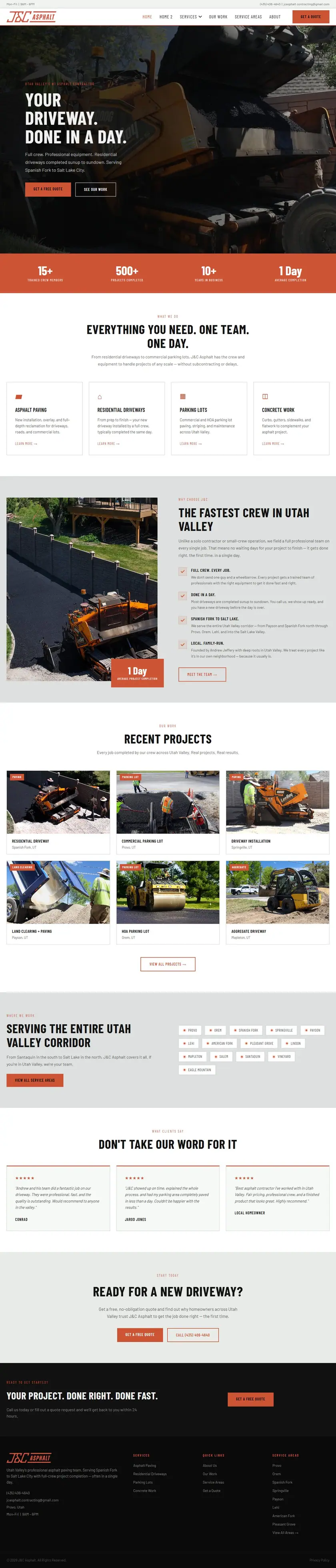 J&C Asphalt website design by 3TR Media in Utah