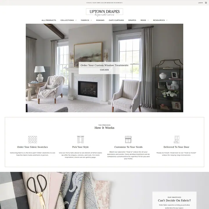 Uptown Drapes e-commerce website design