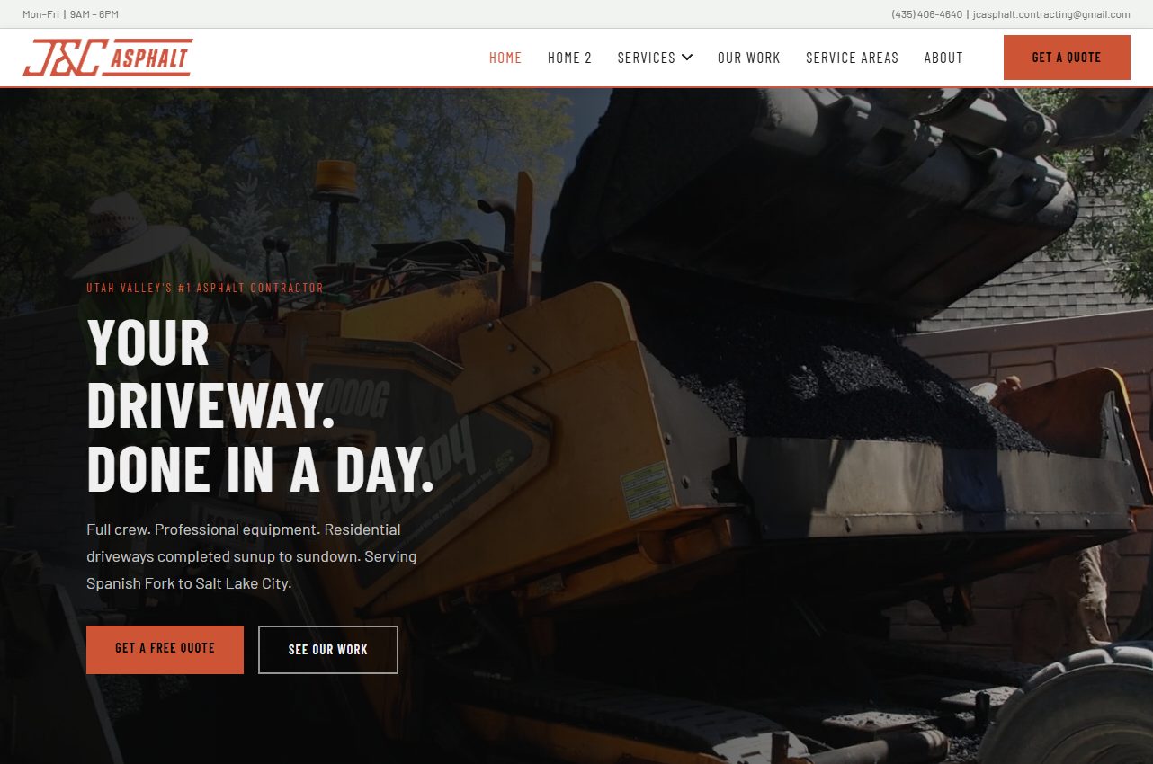 J&C Asphalt website built by 3TR Media
