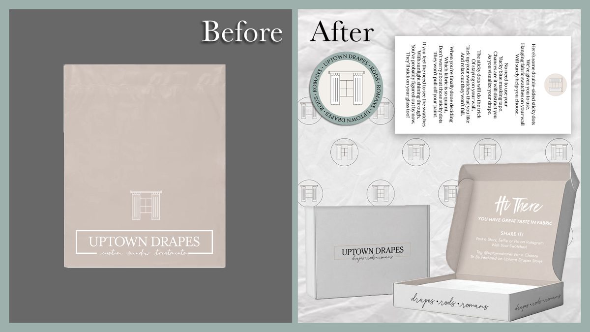 Uptown Drapes packaging